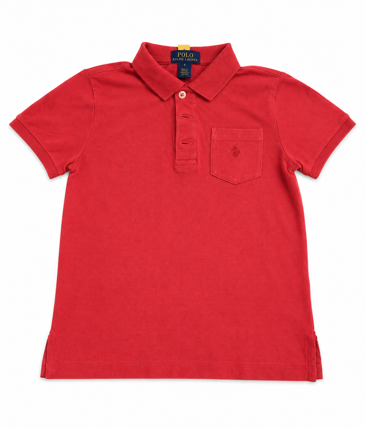 Polo Ralph Lauren Boys Coral Red Pocket Polo Shirt – Size 4 years children