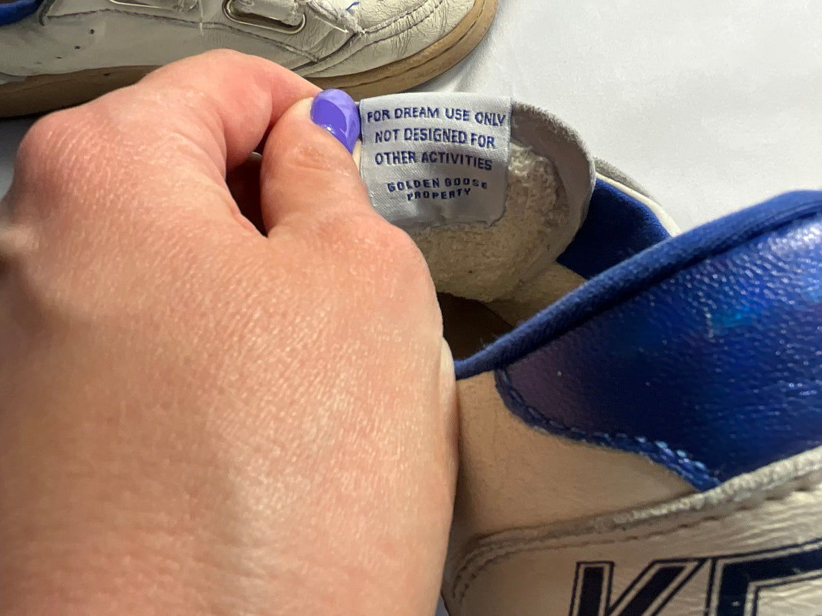Golden Goose Ball Star Junior Leather Trainers – White & Blue children