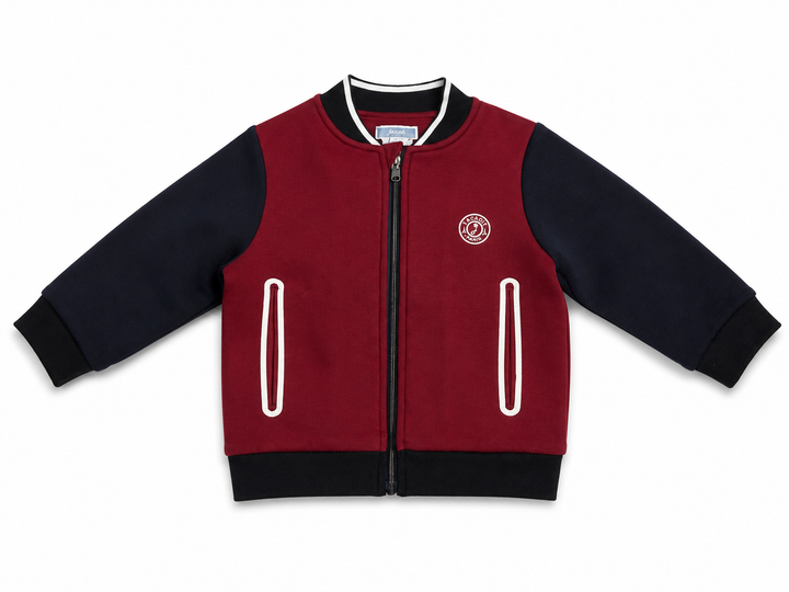 Jacadi Paris Boys Zip-Up Bomber Jacket – Red & Navy – 24 Months (88cm) children