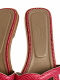 Hermès Hermes Omaha Sandal Flat Pink Lizard Chaine d'Ancre Size 38 ladies
