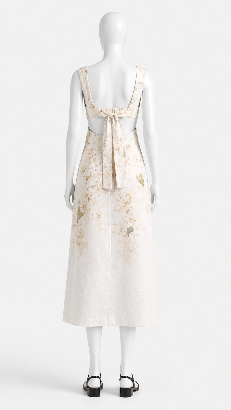 Zimmermann Balance Floral Linen Midi Dress – White Hydrangea (2026 Collection)