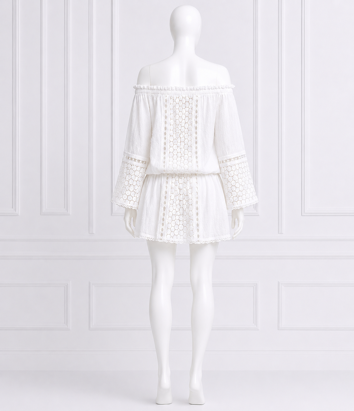 SUNDAY SAINT-TROPEZ Linen Embroidered White cover up dress One Size Fits All LADIES