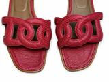 Hermès Hermes Omaha Sandal Flat Pink Lizard Chaine d'Ancre Size 38 ladies