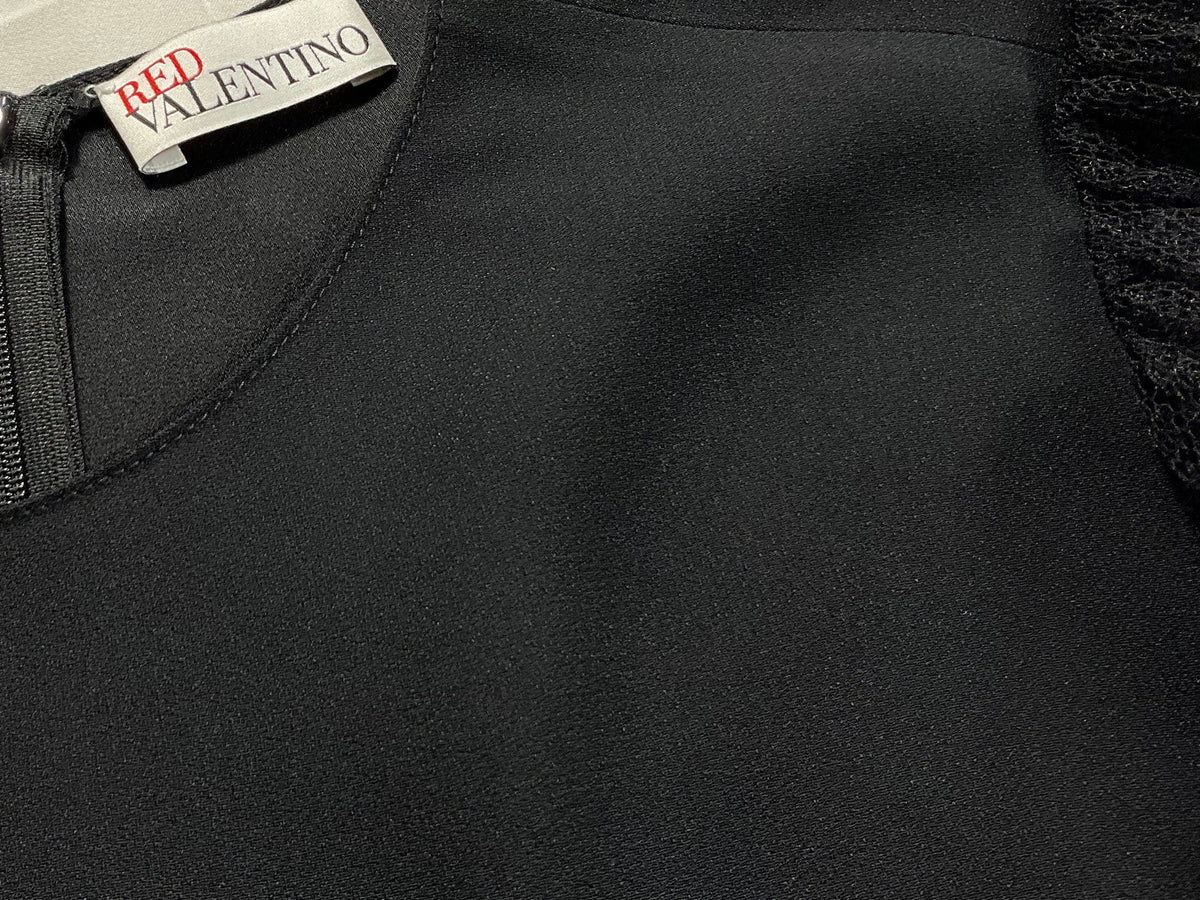 RED Valentino Black crepe top with balloon sleeves Size I 42 UK 10 US 6 ladies
