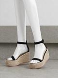 GIANVITO ROSSI 45 suede espadrille wedge sandals size 38 ladies