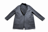 LORO PIANA blue & navy cashmere JIMI REVERSIBLE LEATHER TRIM Jacket Size S ladies