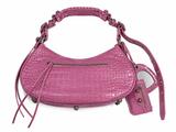 Balenciaga Metallic Extra Supple Calfskin Crystal Crocodile Embossed Small Le Cagole Shoulder Bag – Pink ladies