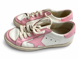 Golden Goose May Kids Pink & White Leather Distressed Trainers – Size 36 children