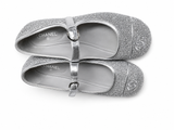 Chanel CC Cap Toe Mary Jane Flats – Silver Glitter – Size EU 38.5 ladies