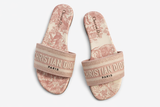CHRISTIAN DIOR Dior Pink/Cream Fabric Dway Flat Slides Slippers Size 38 1/2 ladies