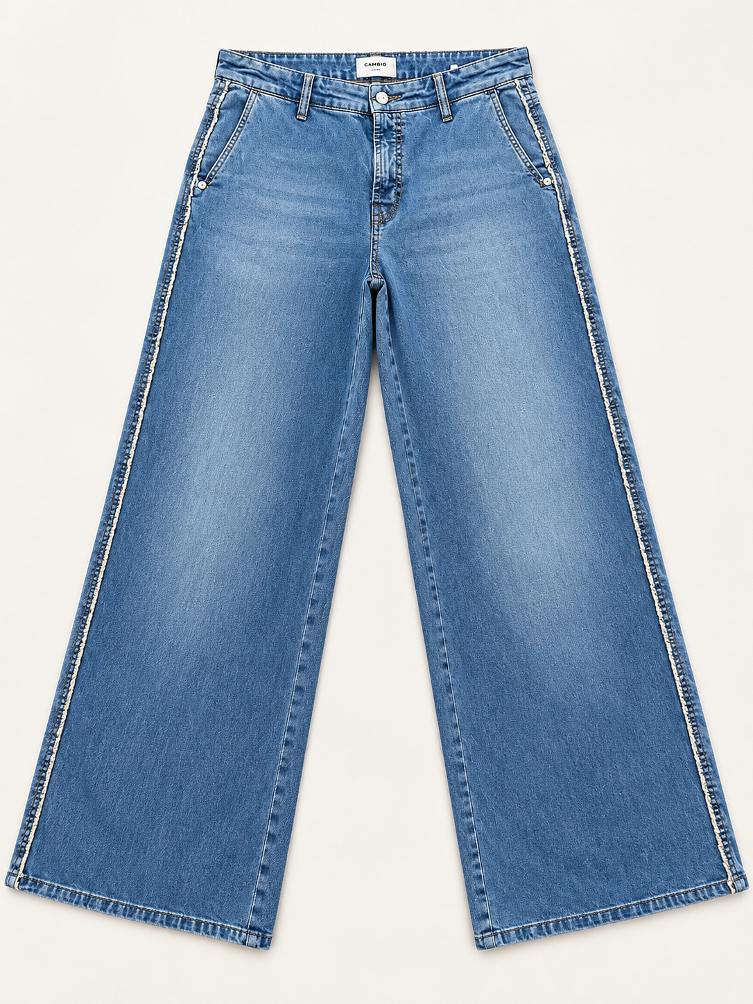 Cambio Wide-Leg Blue Denim Jeans – Italian Fabric ladies