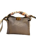 Fendi Small Peekaboo ISeeU Grey Ostrich Silver Hardware Bag Handbag Ladies