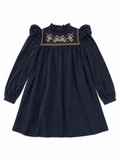 Bonpoint Navy Wool Cotton Embroidered Dress size 14 years children