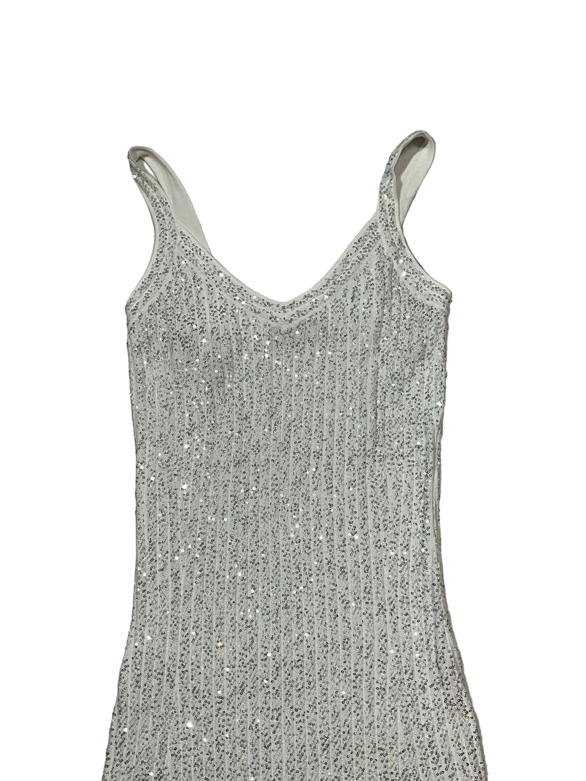 Missoni white Sequin-embellished ribbed-knit midi dress Size I 42 UK 10 US 6 ladies