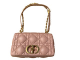 Christian Dior Calfskin Cannage Caro Bag Rose De Vents Handbag ladies