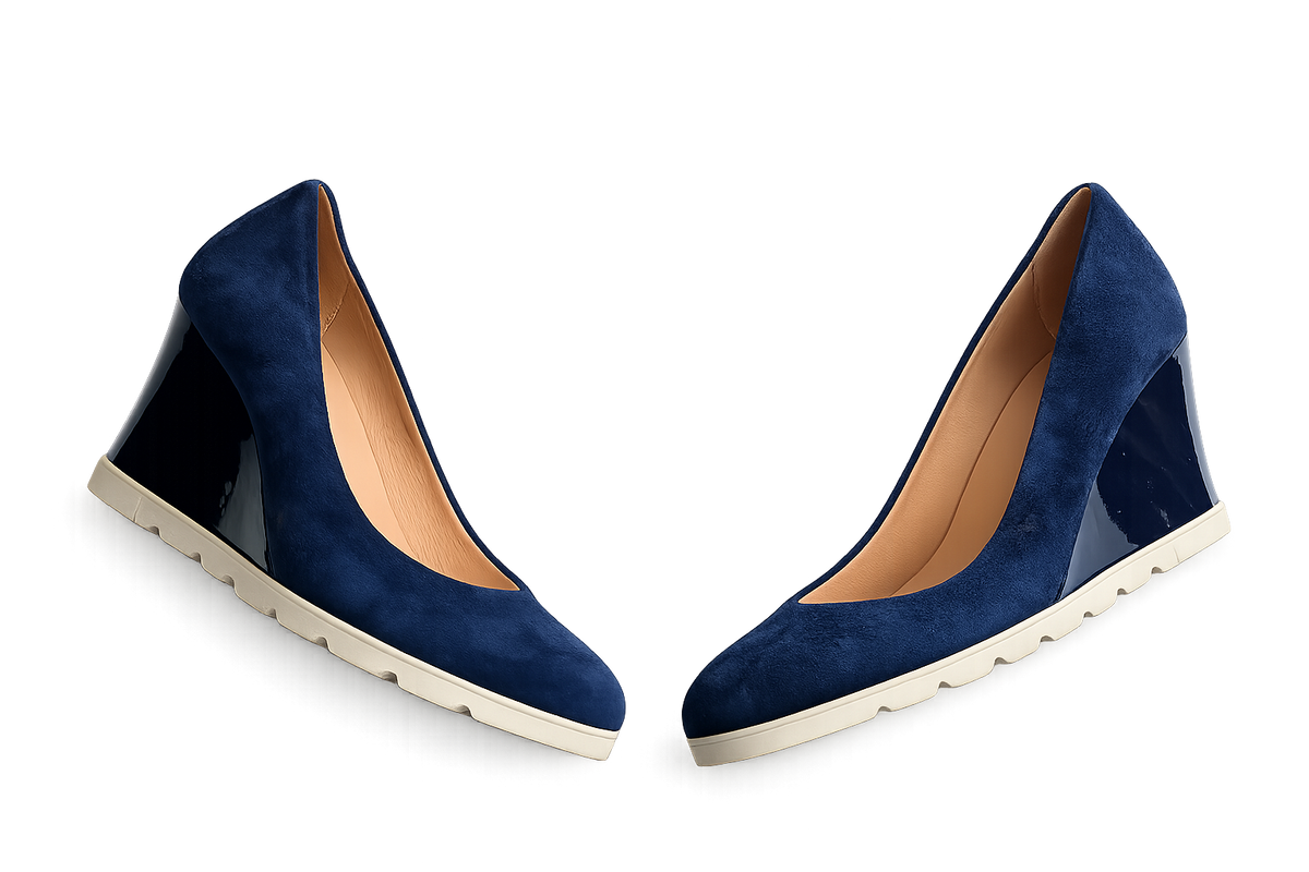 Princess Navy Blue Suede Wedge Shoes size 38.5 ladies