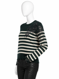 Zadig & Voltaire Crystal Embellished Cashmere Striped Pullover ladies