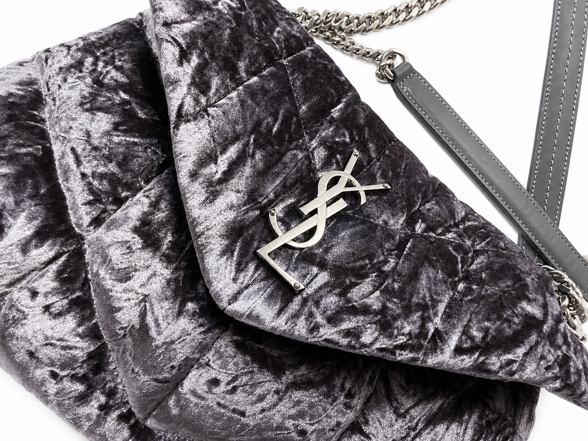 SAINT LAURENT YSL Loulou Puffer Crushed-Velvet Shoulder Bag Handbag ladies
