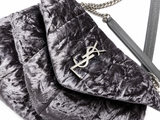SAINT LAURENT YSL Loulou Puffer Crushed-Velvet Shoulder Bag Handbag ladies