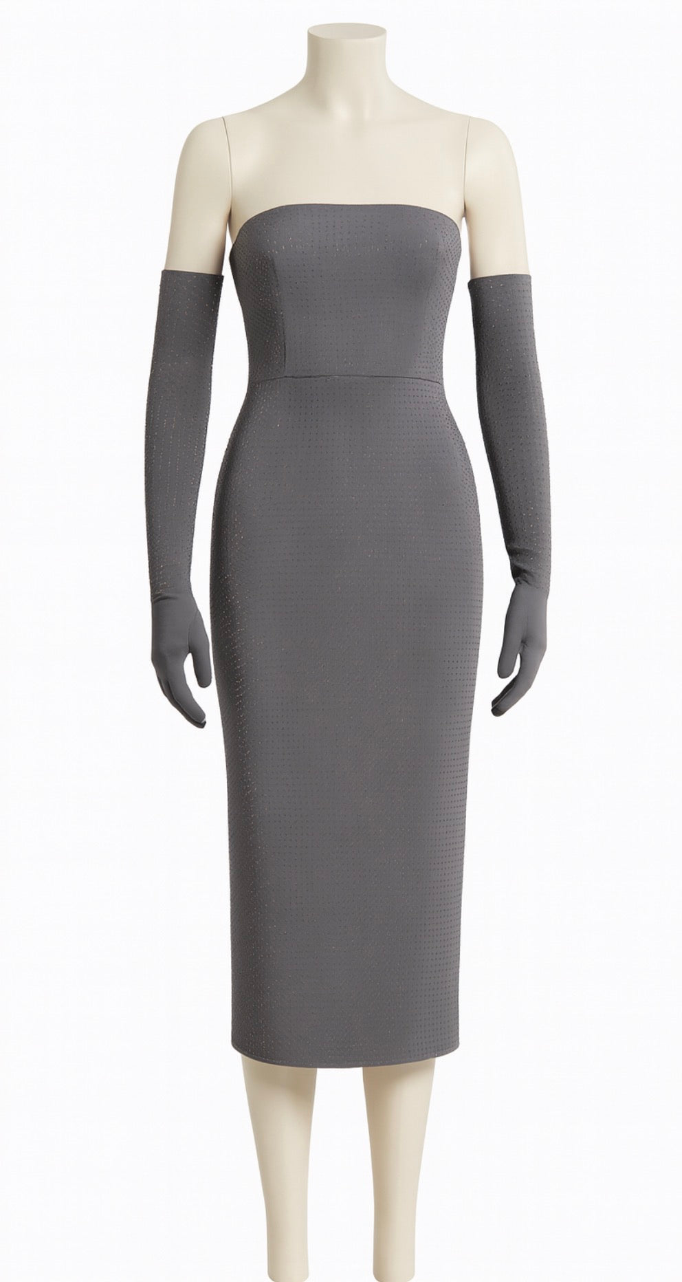 Alex Perry Strapless Midi Dress in Crystal Jersey with gloves Size UK 10 ladies