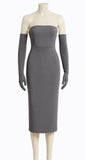Alex Perry Strapless Midi Dress in Crystal Jersey with gloves Size UK 10 ladies