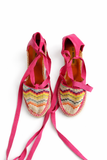 Missoni Zig Zag Leather Striped T-Strap Wedges Sandals Size 39 ladies