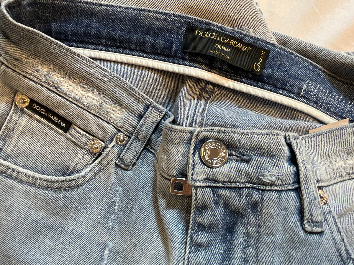 DOLCE & GABBANA GRACE HIGH WAISTED DISTRESSED SKINNY JEANS DENIM SIZE I 42 UK 10 US 6 LADIES