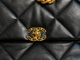 Chanel 19 Maxi Flap Bag – Black Lambskin Leather Handbag ladies
