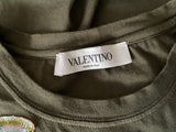 VALENTINO Khaki Butterfly Embellished T Shirt TOP Size XS ladies