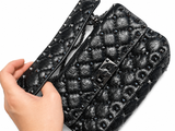 Valentino Garavani Craquele Nappa Small Rockstud Spike Shoulder Bag – Black ladies