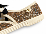 Valentino Garavani Bay By Bay Glitter Ballerina Sneakers Flats Gold Size 38.5 ladies