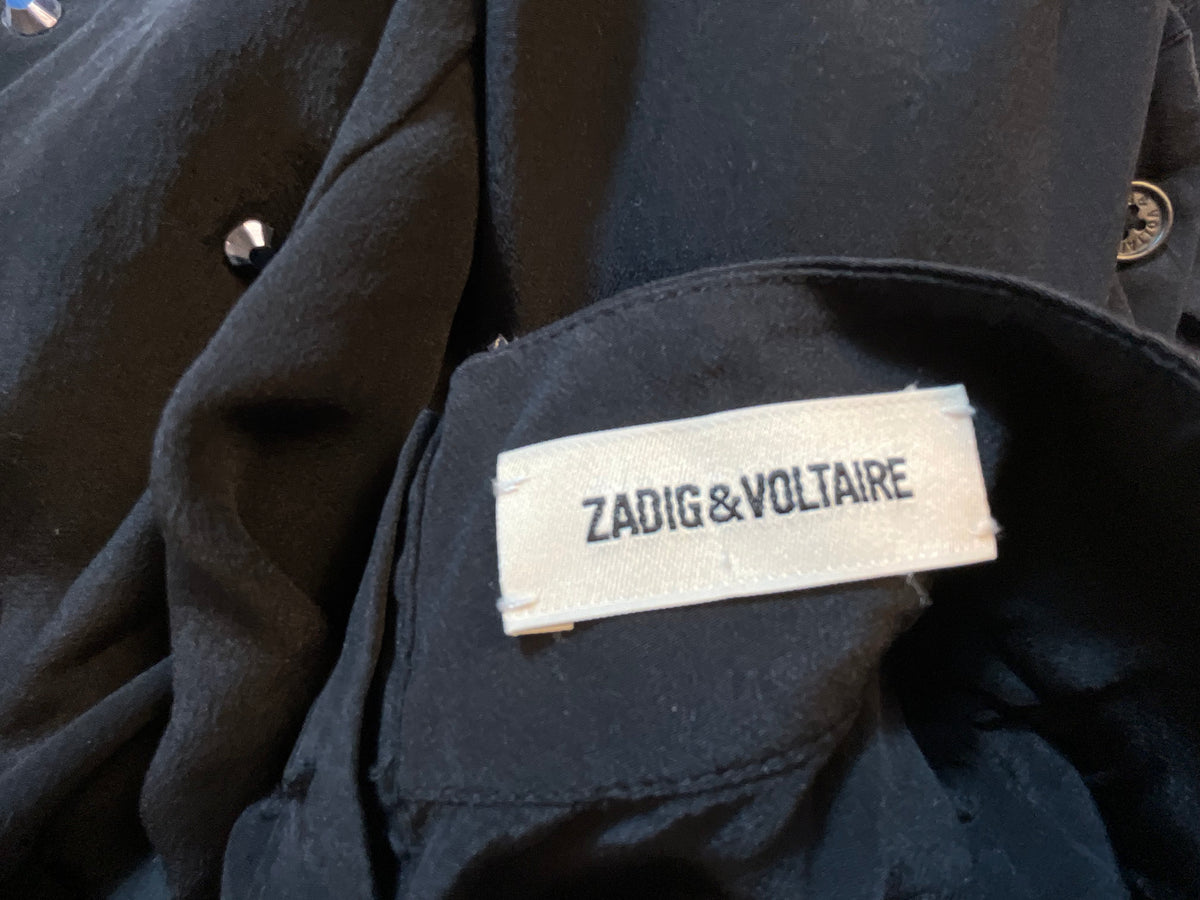 Zadig&Voltaire Teddy Strass Silk Tunic Blouse Size S small ladies