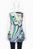 Emilio Pucci Multicolour Printed Ruffle-Hem Cotton T-Shirt – Size S ladies