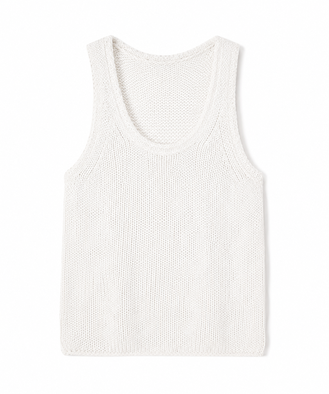 James Perse White Cotton & Linen-Blend Knitted Tank Top size 2 ladies