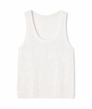 James Perse White Cotton & Linen-Blend Knitted Tank Top size 2 ladies