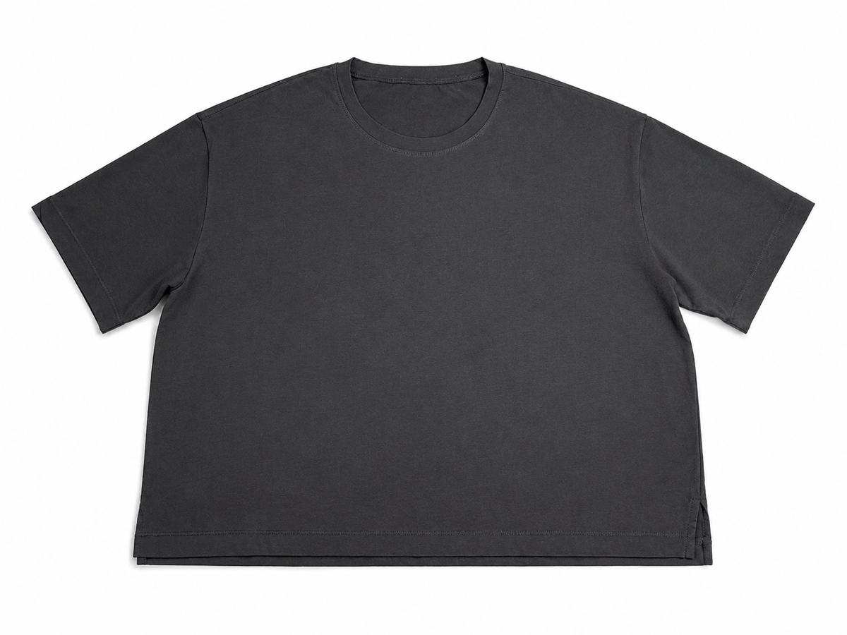 Charcoal Blue Semi-Oversized Cotton T-Shirt One Size Fits All ladies