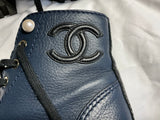 Chanel Navy Blue Leather Lace-Up Combat Ankle Boots – Size EU 37.5 ladies