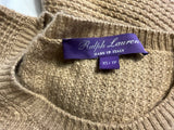 Ralph Lauren Collection Camel Cashmere Jumper with Suede Elbow Patches – Size XS ladies