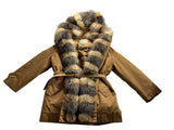 ERMANNO SCERVINO Brown Fur Parka Down Feathers Jacket Size 38 XS ladies