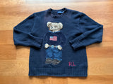 Ralph Lauren Polo Bear Intarsia Cotton Knit Sweater Jumper Sz XS/P ladies