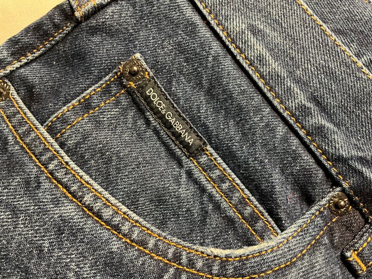 Dolce & Gabbana Men’s Blue Washed Regular Fit Jeans – Size IT 50 men