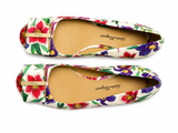 Salvatore Ferragamo Floral Print Leather Avola Bow Ballet Flats Size 8C 38 ladies