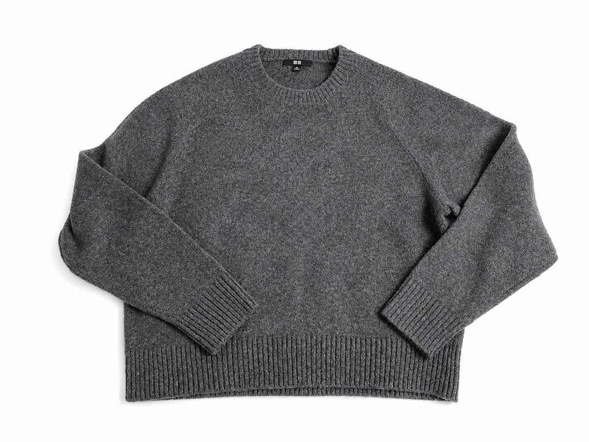 Uniqlo Grey Wool-Blend Oversized Knit Jumper size M medium ladies