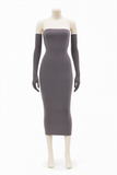 Alex Perry Strapless Midi Dress in Crystal Jersey with gloves Size UK 10 ladies
