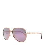 CHANEL Pink Leather CC Aviator Pilot Winter Sunglasses - 4219