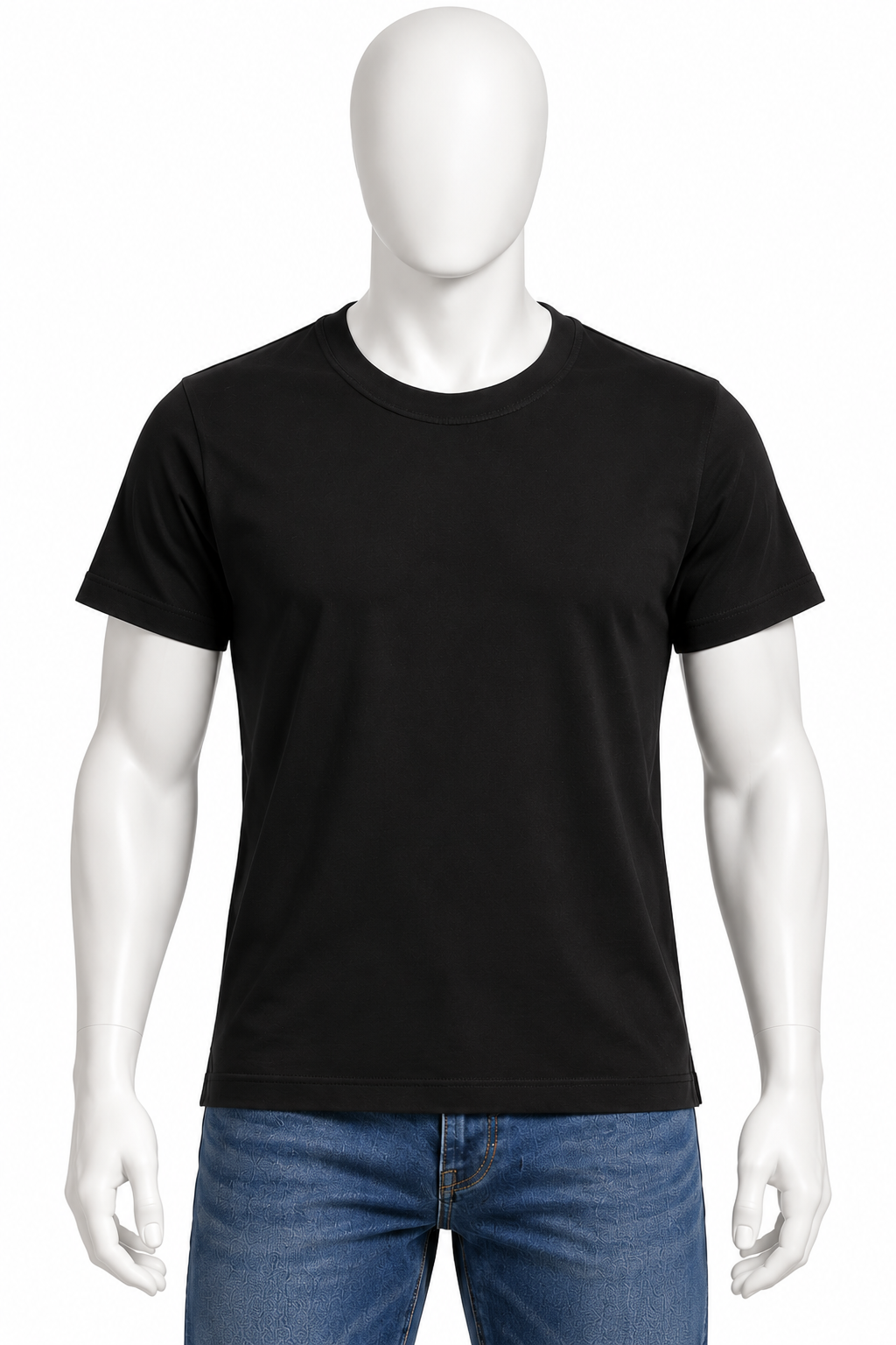 Men’s Black Cotton Crew Neck T-Shirt – Size M men
