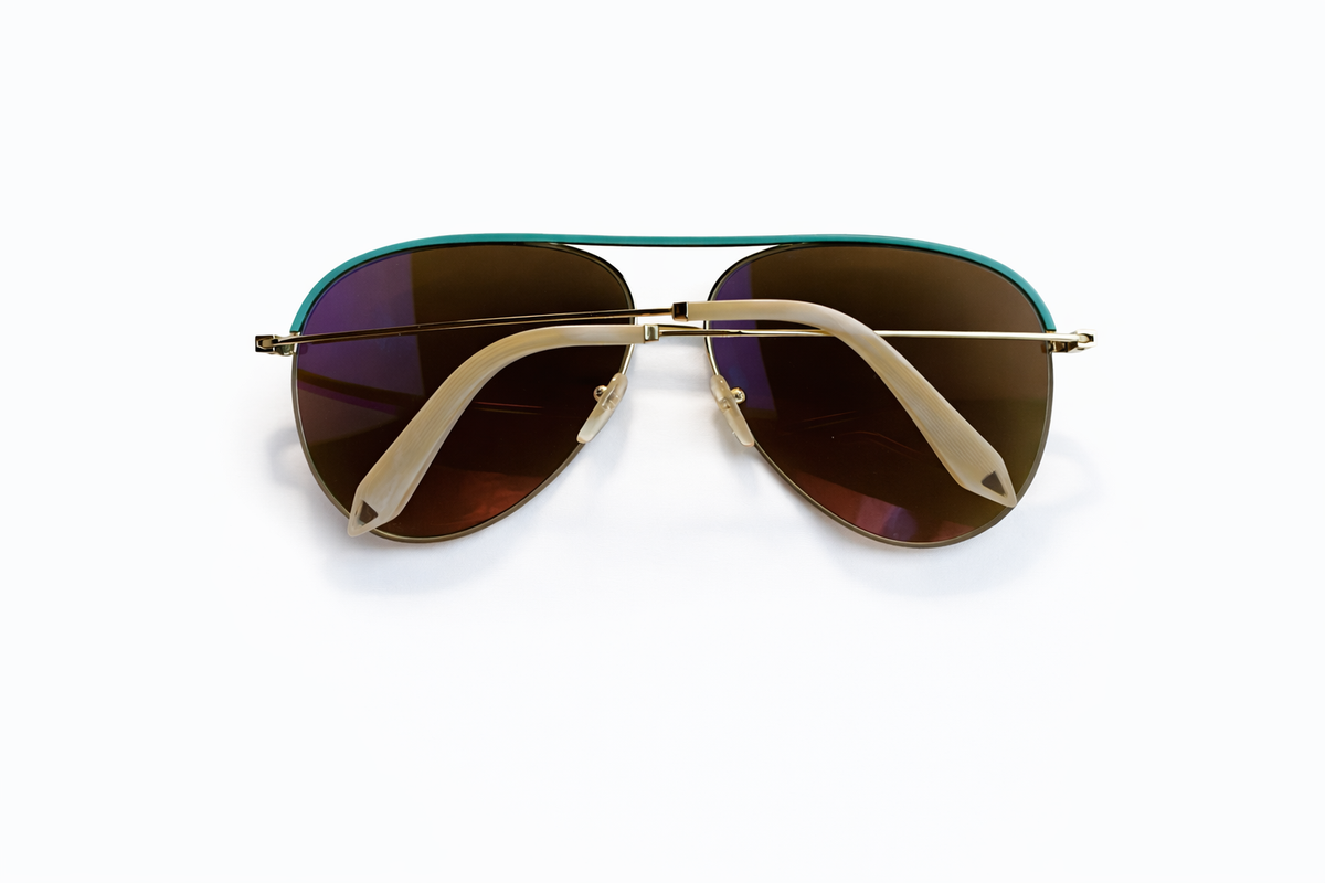 Victoria Beckham VBS90 C30 18K Gold Turquoise Leather Mirror Limited Edition Sunglasses ladies