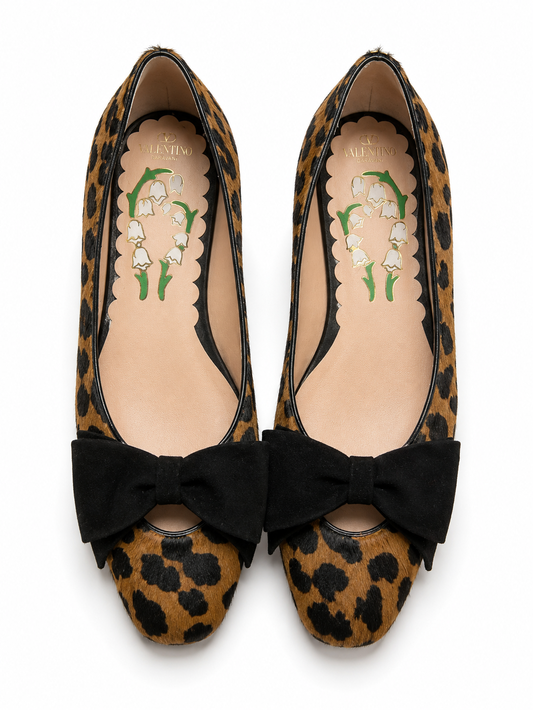 Valentino Garavani Bowow Ballerina Flats – Pony-Effect Calfskin Animal Print size 38.5 ladies