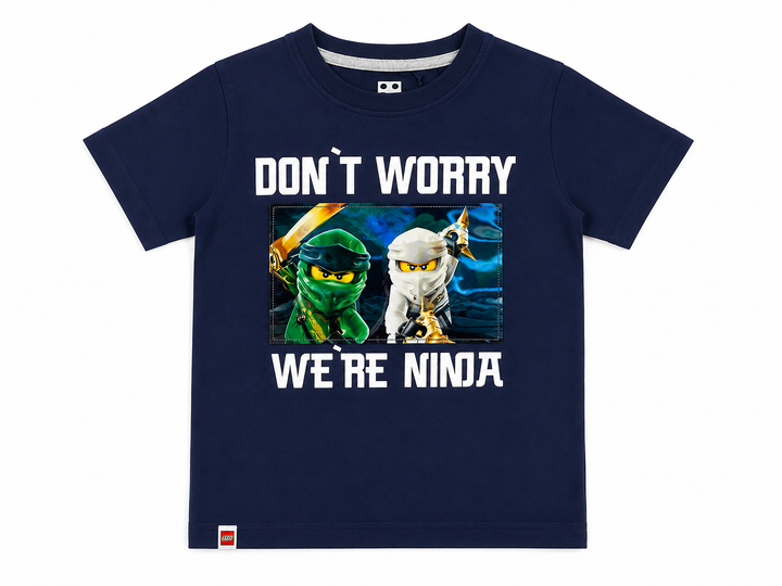 LEGO Ninjago “Don’t Worry We’re Ninja” Kids Blue T-Shirt Size 110 (4–5 Years) children