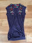 Etro Plum Embroidered Beaded Embellished Top Size S small ladies